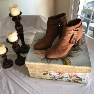 WHBM Leather Tassel and Suede Ankle Booties